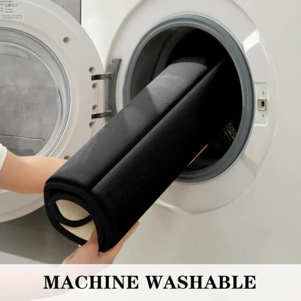 New 3-Piece Black Memory Foam Bath Rug Set, Non-Slip, Soft, Absorbent, Washable
